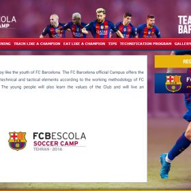 طراحی سایت رسمی کمپ مدارس فوتبال باشگاه بارسلونا در تهران